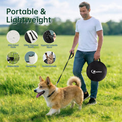 Siedihit dog playpen gray travel-ready for camping and trips.