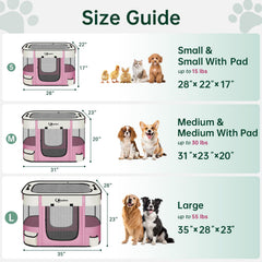 Siedihit pink medium dog playpen side view highlighting spacious interior for play