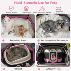 Siedihit pink puppy playpen top view highlighting ventilation and shade