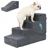 SIEMOUR 4-Step Dog Stair front view with non-slip bottom for easy bed access