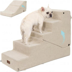 SIEMOUR 5-step stairs beige side view for easy pet access
