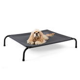 SIEMOUR cooling elevated dog bed front view highlighting breathable mesh for cooling comfort