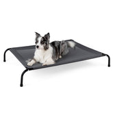 SIEMOUR cooling elevated dog bed outdoors with weather-ready surface for big dogs.