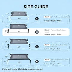 SIEMOUR elevated dog bed side view showing stability and non-slip feet