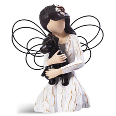 SIGUEJOR dog sympathy angel figurine in black, ideal for shelf or mantle display
