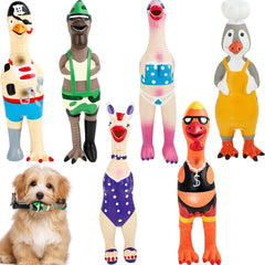 Silipull 6-pack rubber chicken toys in bright colors for play.