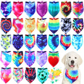 Silkfly tie-dye dog bandanas in a 30-pack for vibrant daily walks