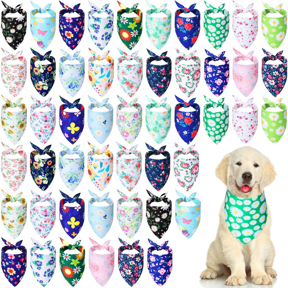 Silkfly floral dog bandana shown on a small dog for eye-catching photos.
