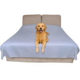 Silly Legacy thin reversible waterproof bed cover on a queen bed for full protection.