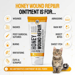 Close view of SILVER GRADE Cat Wound Gel tube being squeezed