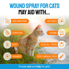 SILVER GRADE cat wound spray being applied to irritated area.