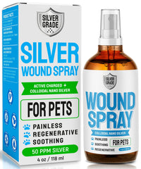 Silver Grade Wound Spray bottle-dispense for quick pet wound care.