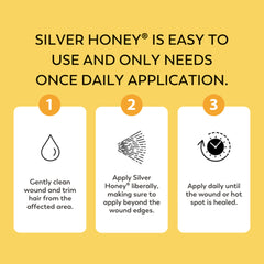 Silver Honey spray hands-free application for large or sensitive areas