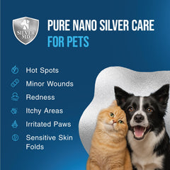 Applying SilverMD Wound Spray on a pet paw for gentle care.