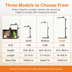 Simple Deluxe reptile stand is easy to install and stabilize fixtures above enclosure.