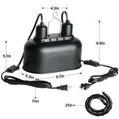 Simple Deluxe ventilated heat lamp holder keeps bulbs cool and safe.