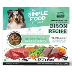 Simple Food Project Bison Recipe bag packaging for convenient, affordable dog meals.
