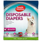 Simple Solution XXL dog diaper showing waist size range 22 to 37 inches for secure female fit