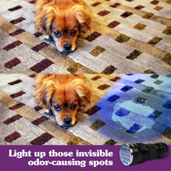 Simple Solution Spot Spotter UV glow highlights dried messes in low light for precise cleaning.
