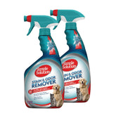 Simple Solution stain and odor eliminator spray removes pet urine odors from carpets.