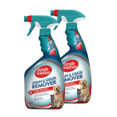 Simple Solution stain and odor eliminator spray removes pet urine odors from carpets.