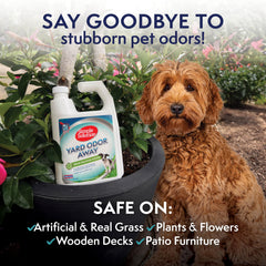 Patio furniture treated with Yard Odor Away for lasting freshness.