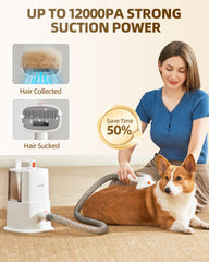 Simple Way vacuum kit demonstrates quiet suction during grooming sessions.