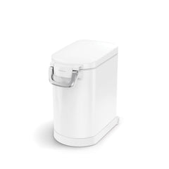 simplehuman pet food storage container with airtight lid seals freshness.