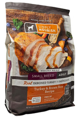 SIMPLY NOURISH kibble close-up highlighting turkey first ingredient and texture