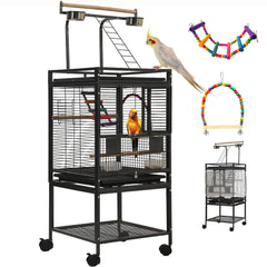 Sinopet 51-inch bird cage on stand, side view shows roomy habitat for birds