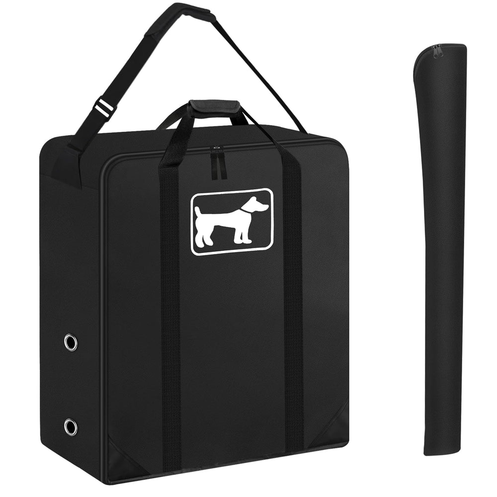 SIRUITON dog playpen storage bag front view showing organized pockets for travel