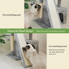 Siyipurr cat house with perch and cave creates a private resting retreat.