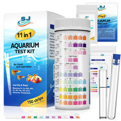 SJ WAVE 11in1 strips bottle for quick at-home aquarium checks.