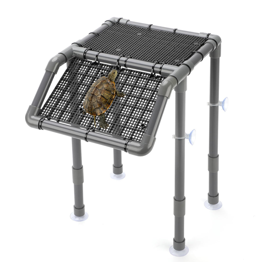 SKARUS adjustable turtle basking platform in dock setup for easy climbing and drying.