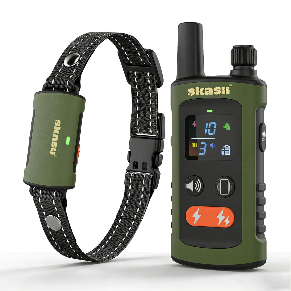 Skasii dog training collar remote enabling smooth off-leash training.