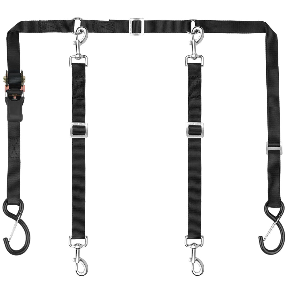 Skipwall truck bed tether for two dogs assembly showing secure travel setup