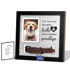Skittypurr dog loss frame collar display secures a keepsake collar alongside cherished memories.