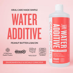 Pouring SKOUT'S HONOR water additive into a pet's bowl for quick use.