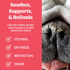 SKOUT'S HONOR balm on a nose comforting irritated areas.