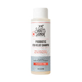 SKOUT'S HONOR probiotic itch relief shampoo bottle focuses on fragrance-free formula for sensitive pets.