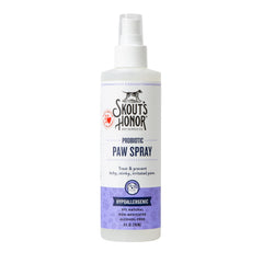 SKOUT'S HONOR probiotic paw spray bottle promotes microbiome-friendly paw care.