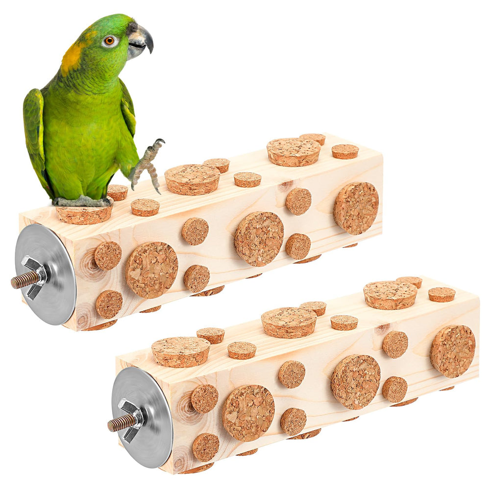 Skyygemm bird chew toy with wooden corks promotes chewing and foraging activity