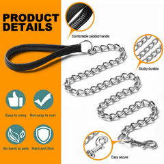 SLE chew-proof chain leash in metal design for strong bites and long-lasting use.