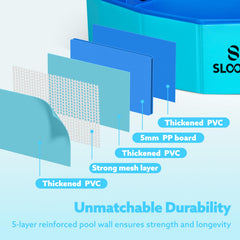 Sloosh durable PVC pool filled with water for canine play.