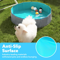 Folded compact Sloosh Foldable Dog Pool for easy storage