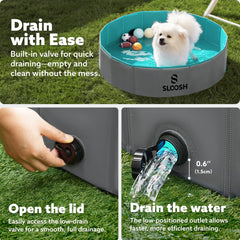 Front view of Sloosh Foldable Dog Pool with anti-slip bottom for safer play