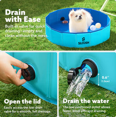Sloosh foldable dog pool setup with quick use and no pump required.