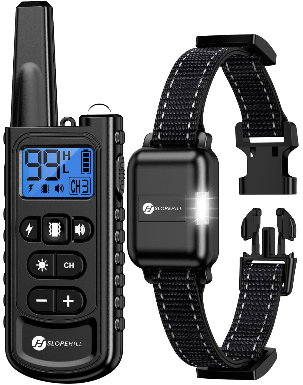 SLOPEHILL dog training collar and remote in action for obedience