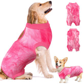 SlowTon dog recovery suit in pink XXL worn by a dog for comfortable post-surgery wear