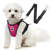 SlowTon dog seatbelt harness front view in car for safe travel